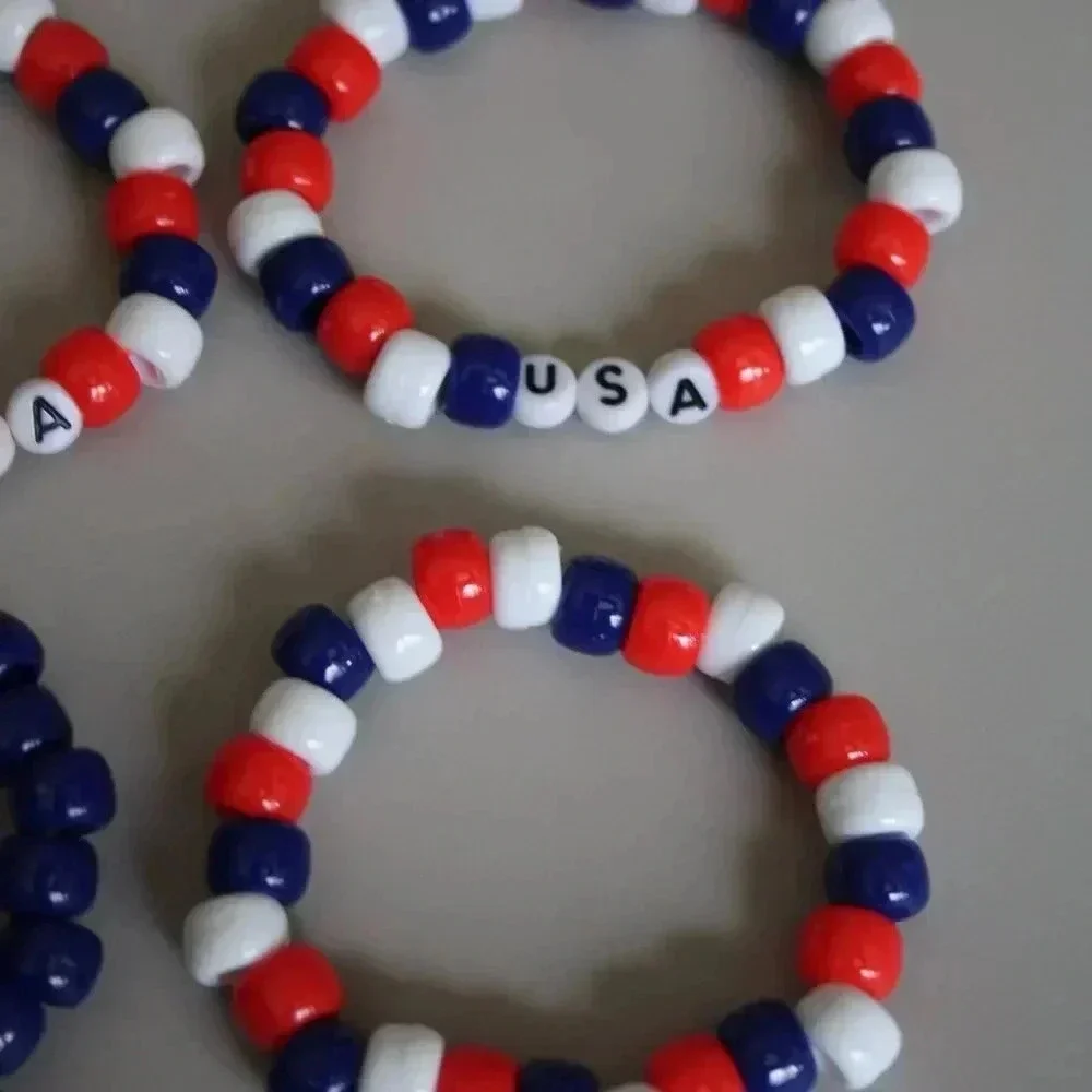 America and USA bracelets red,white and blue